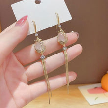 Load image into Gallery viewer, Long Tassel Tulip Flower Earrings