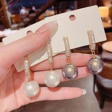 Load image into Gallery viewer, Zircon C-Shaped Pearl Earrings