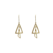 Load image into Gallery viewer, Micro-Inlaid Double Triangle Earrings