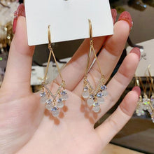 Load image into Gallery viewer, Micro-Inlaid Zircon Opal Tassel Earrings
