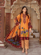 Load image into Gallery viewer, SANJ 3pc Unstitched Embroidered Digital Printed Premium Winter Khaddar Suit S-05
