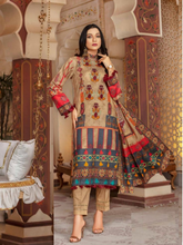 Load image into Gallery viewer, SANJ 3pc Unstitched Embroidered Digital Printed Premium Winter Khaddar Suit S-06