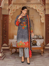 Load image into Gallery viewer, SANJ 3pc Unstitched Embroidered Digital Printed Premium Winter Khaddar Suit S-08