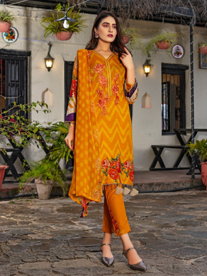 Bin Dawood Tania 3pc Unstitched Embroidered Digital Printed Lawn Suit D‐06