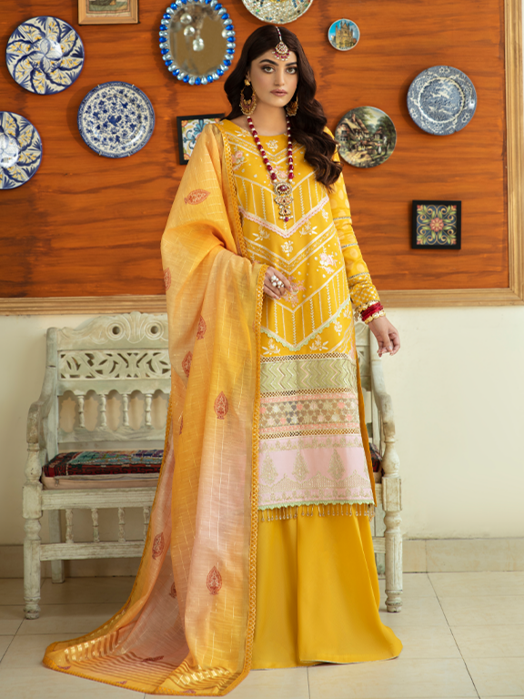 Bin ilyas ‐ Mor Mahal Ki Raniyan Unstitched Luxury Suit - MMR 001A