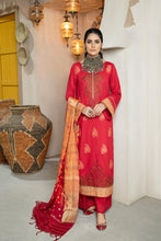Load image into Gallery viewer, GRACE 3pc Unstitched Luxury Embroidered Jacquard Karandi Suit RA-21-RK-D12