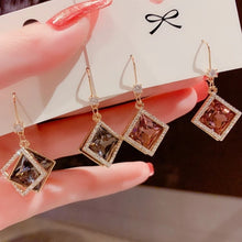 Load image into Gallery viewer, Zircon Square Diamond Earrings