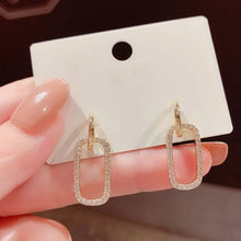 Load image into Gallery viewer, 925 Silver Needle Full Diamond Oval Earrings