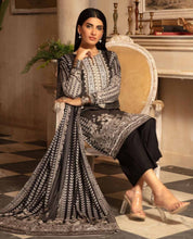 Load image into Gallery viewer, Yashal 3pc Unstitched Special Black Embroidered Digital Printed Lawn Suiting
