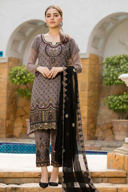 Bin Hameed Tehzeeb 3pc Unstitched Heavy Embroidered Fancy Chiffon Dress AY-2695(B)