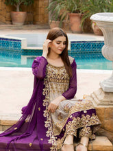 Load image into Gallery viewer, Bin Hameed Tehzeeb 3pc Unstitched Heavy Embroidered Fancy Chiffon Dress AY-2650(B)