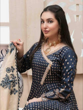 Load image into Gallery viewer, Pearla 3pc Unstitched Viscose Pearl Gold Table Printed Winter Suiting D5960
