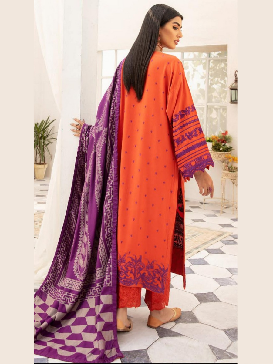 Mahrukh Premium Leather Peach Winter Collection - Design 14