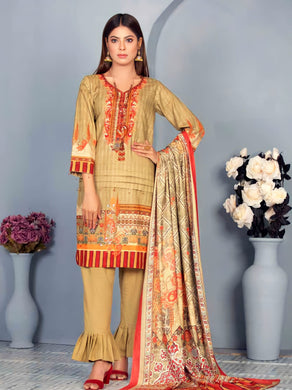 New 3pc Unstitched Printed Khaddar Winter Suit by Rashid-Tex D-2761