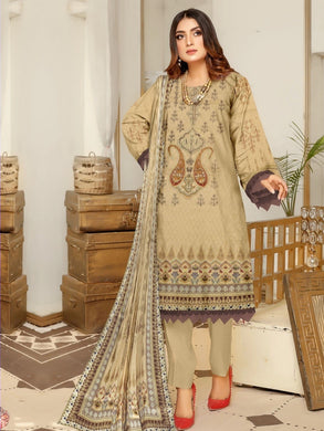 Embroidered Printed Linen Winter Collection Suit D1006