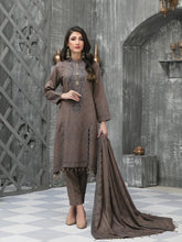 Load image into Gallery viewer, NAAZNIN 3pc Unstitched Embroidered Karandi Banarsi Suit D6239