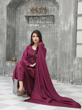 Load image into Gallery viewer, NAAZNIN 3pc Unstitched Embroidered Karandi Banarsi Suit D6240