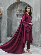 Load image into Gallery viewer, NAAZNIN 3pc Unstitched Embroidered Karandi Banarsi Suit D6240