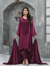 Load image into Gallery viewer, NAAZNIN 3pc Unstitched Embroidered Karandi Banarsi Suit D6240