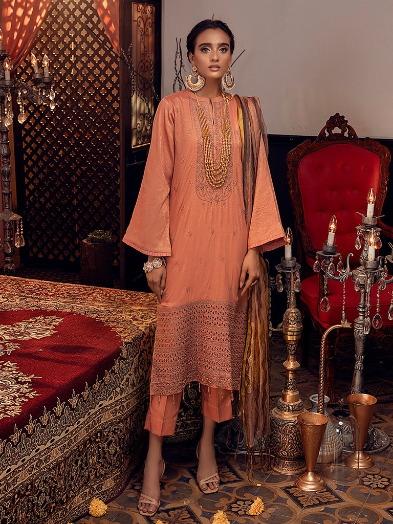 Mehk-e-Gul - 3pc Unstitched - Embroidered Jacquard Luxury Banarsi Suit (WK-00872)