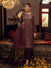 Load image into Gallery viewer, Raks-e-Gul - 3pc Unstitched - Embroidered Jacquard Luxury Banarsi Viscose Suit (WK-00871)