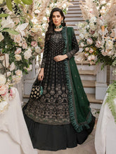 Load image into Gallery viewer, Salitex Adorna - Unstitched 3pc - Full Embroidered Chiffon Shirt & Embroidered Chiffon Dupatta with Dyed Raw Silk Trouser - (HC-00014UT)