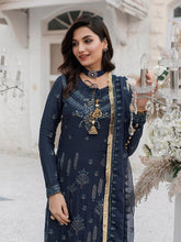 Load image into Gallery viewer, Salitex - Diamond - Unstitched 3pc - Full Embroidered Chiffon Shirt & Embroidered Chiffon Dupatta with Dyed Raw Silk Trouser - (HC-00011UT)