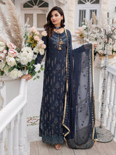 Load image into Gallery viewer, Salitex - Diamond - Unstitched 3pc - Full Embroidered Chiffon Shirt & Embroidered Chiffon Dupatta with Dyed Raw Silk Trouser - (HC-00011UT)