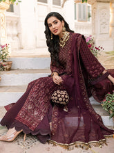 Load image into Gallery viewer, Salitex - Golden Garnet - Unstitched 3pc - Fully Embroidered Chiffon Suit - Chiffon Shirt & Khaddi Net Dupatta with Dyed Raw Silk Trouser - (HC-00010UT)