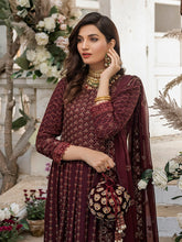 Load image into Gallery viewer, Salitex - Golden Garnet - Unstitched 3pc - Fully Embroidered Chiffon Suit - Chiffon Shirt & Khaddi Net Dupatta with Dyed Raw Silk Trouser - (HC-00010UT)