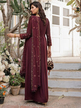 Load image into Gallery viewer, Salitex - Golden Garnet - Unstitched 3pc - Fully Embroidered Chiffon Suit - Chiffon Shirt & Khaddi Net Dupatta with Dyed Raw Silk Trouser - (HC-00010UT)