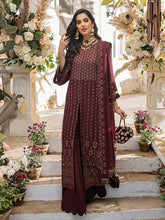 Load image into Gallery viewer, Salitex - Golden Garnet - Unstitched 3pc - Fully Embroidered Chiffon Suit - Chiffon Shirt & Khaddi Net Dupatta with Dyed Raw Silk Trouser - (HC-00010UT)