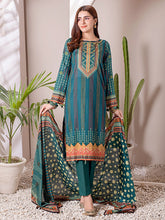 Load image into Gallery viewer, Salitex Inaya 3pc Unstitched - Printed Lawn Shirt & Dupatta With Dyed Cambric Trouser (IP-00092AUT)