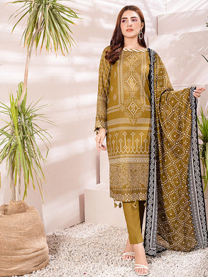 Salitex Inaya 3pc Unstitched - Printed Lawn Shirt & Dupatta With Dyed Cambric Trouser (IP-00097BUT)