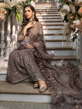 Load image into Gallery viewer, Kyra - Unstitched 3pc - Full Embroidered Chiffon Shirt & Embroidered Chiffon Dupatta with Dyed Raw Silk Trouser - (HC-00017UT)