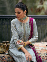 Load image into Gallery viewer, Salitex Oznur 3pc Unstitched Heavy Embroidered Luxury Lawn Suit WK-00978UT