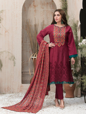 FARA BY TAWAKKAL 3pc Unstitched Viscose Schiffli Embroidered Suit D6354