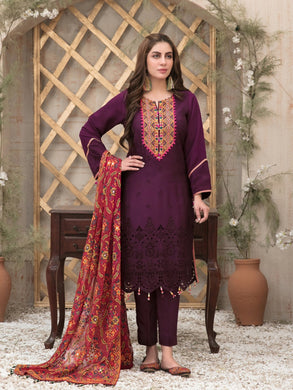 FARA BY TAWAKKAL 3pc Unstitched Viscose Schiffli Embroidered Suit D6355