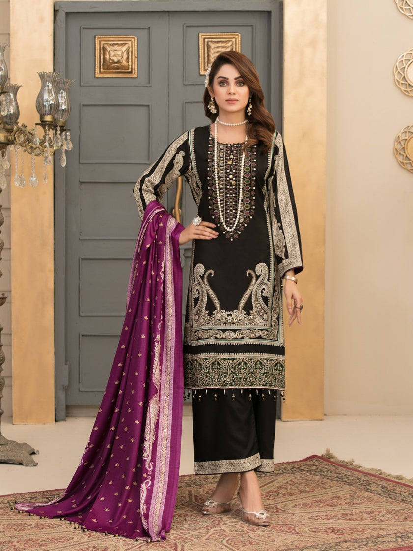 SERAFINA 3pc Unstitched Embroidered Digital Printed Linen Suiting D-6274