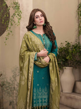 Load image into Gallery viewer, TANAZ 3pc Unstitched Broshia Banarsi Linen Suit D6336