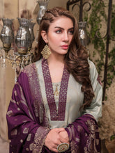 Load image into Gallery viewer, TANAZ 3pc Unstitched Broshia Banarsi Linen Suit D6371
