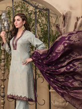 Load image into Gallery viewer, TANAZ 3pc Unstitched Broshia Banarsi Linen Suit D6371