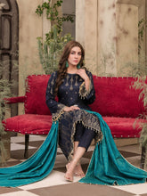 Load image into Gallery viewer, TANAZ 3pc Unstitched Broshia Banarsi Linen Suit D6373