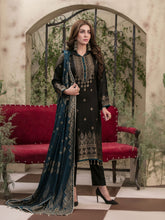 Load image into Gallery viewer, TANAZ 3pc Unstitched Broshia Banarsi Linen Suit D6374