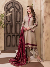 Load image into Gallery viewer, TANAZ 3pc Unstitched Broshia Banarsi Linen Suit D6377