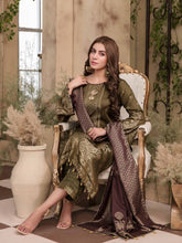 Load image into Gallery viewer, TANAZ 3pc Unstitched Broshia Banarsi Linen Suit D6379