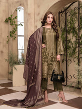 Load image into Gallery viewer, TANAZ 3pc Unstitched Broshia Banarsi Linen Suit D6379
