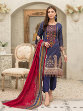 Load image into Gallery viewer, Tawakkal Mahru 3pc Unstitched Embroidered And Digital Printed Lawn Suit D6586