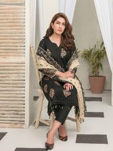 Load image into Gallery viewer, Tawakkal Pearla 3pc Unstitched Pearl Gold Table Printed Lawn Suit D6791