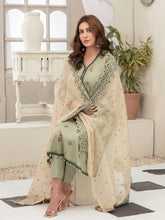 Load image into Gallery viewer, Tawakkal Pearla 3pc Unstitched Pearl Gold Table Printed Lawn Suit D6793